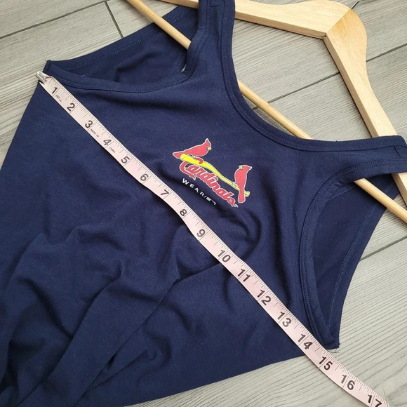 Cardinals Womens Tank Top XS Blue Red Logo Cotton Tie Front Wrap Sleeveless - Picture 6 of 9